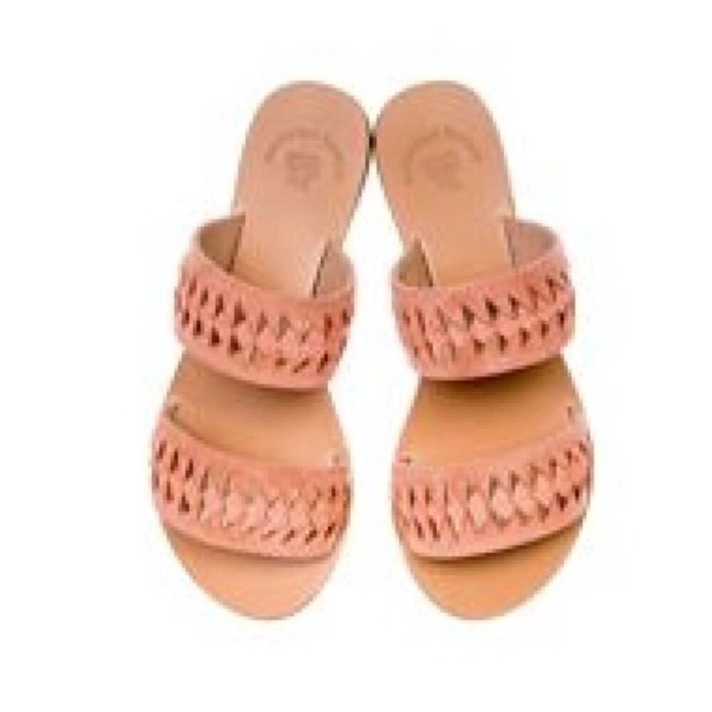 Amaryllis - Handmade Double Strap Sandals in Salmon Leather